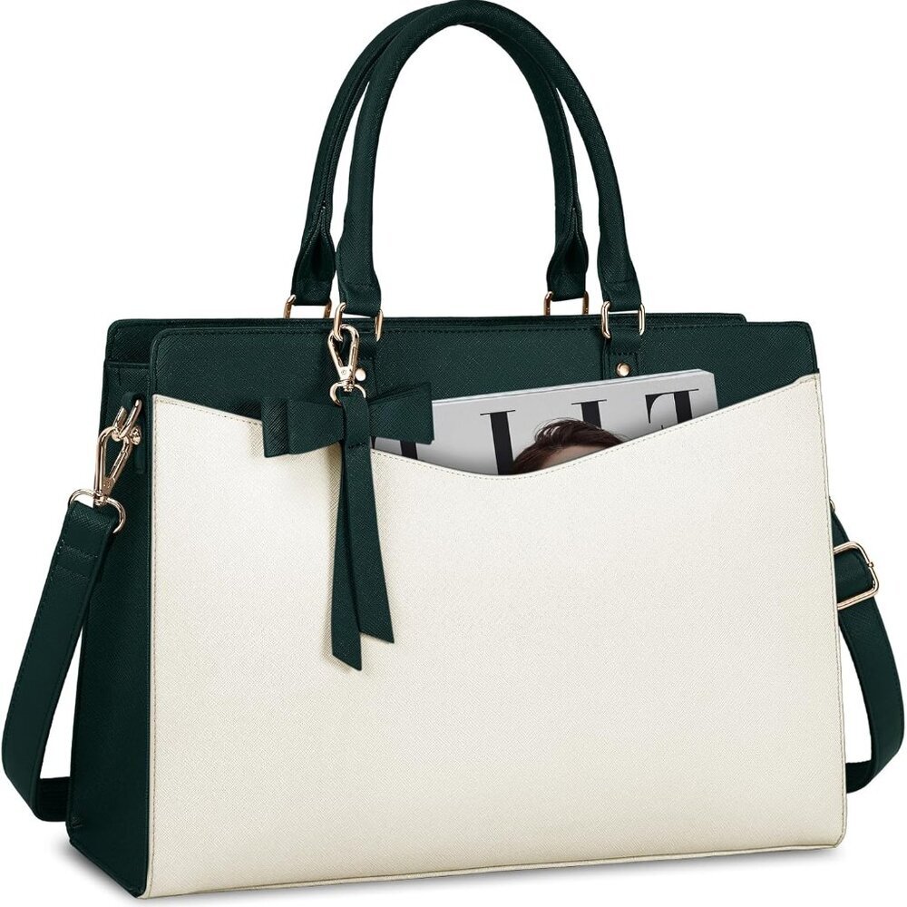Laptop Bag for Women 15.6 Inch PU Leather Laptop Tote Bag Professional Business